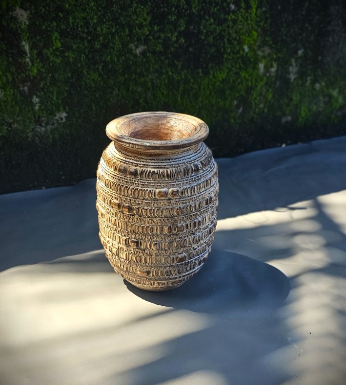 Holz-Vase, whitewash, Ø 23 cm, H 30 cm von fischer's lagerhaus