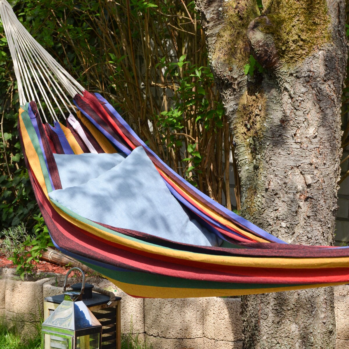 XXL Hängematte für 2 Personen bis 150kg 400x160cm Regenbogen
