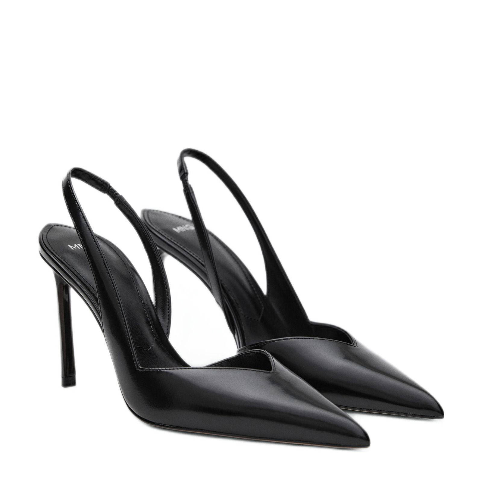Mango leren slingback pumps zwart