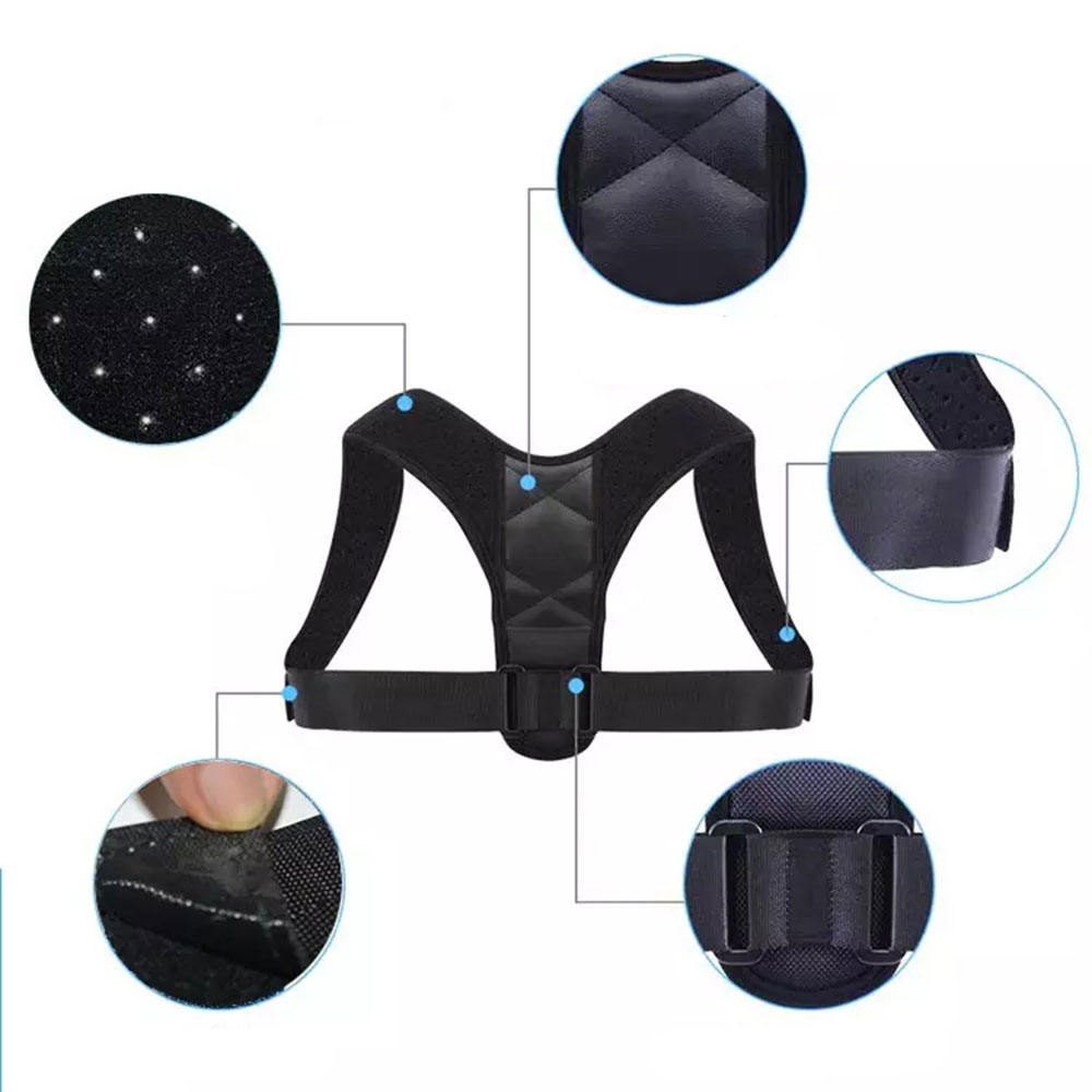 (7cm) Rücken Geradehalter Haltungstrainer Rückenstütze / Schulterstütze für Männer und Frauen - Schwarz
