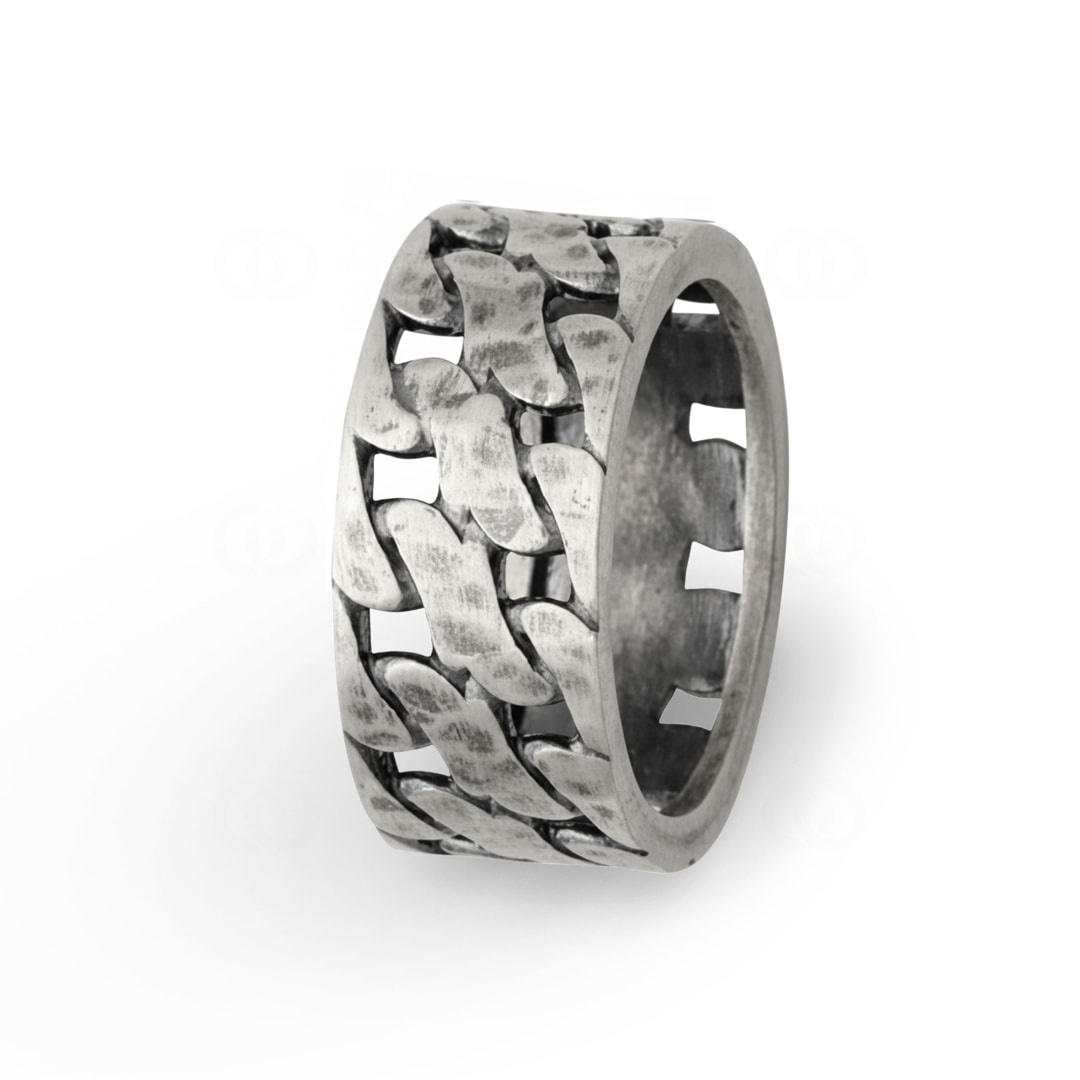 Herrenring Quantum 925 Silber gehämmert