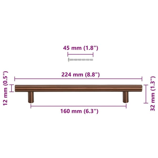 vidaXL Skaphåndtak 10 stk bronse 160 mm rustfritt stål