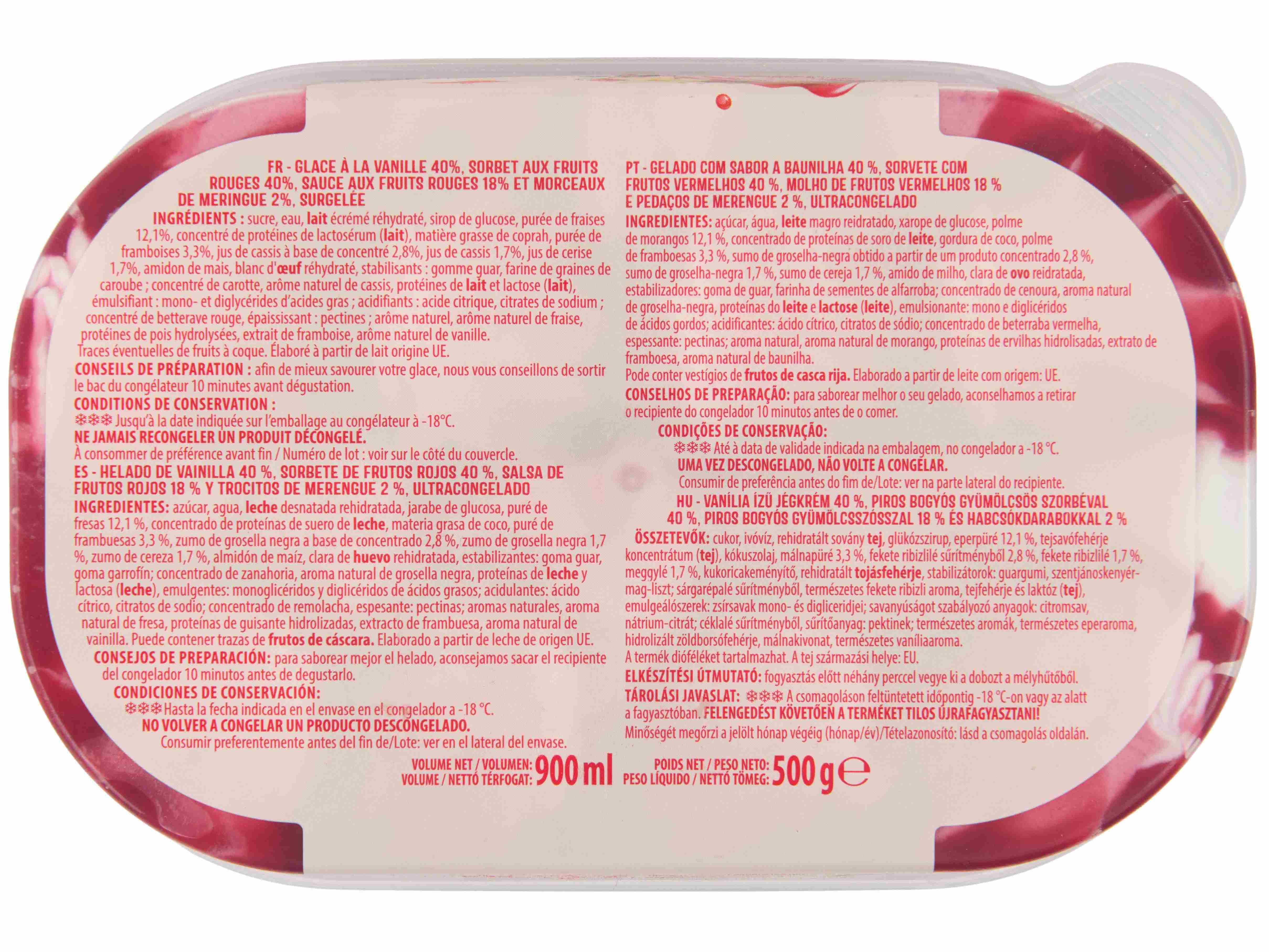 GELADO AUCHAN FRUTOS VERMELHOS 900ML