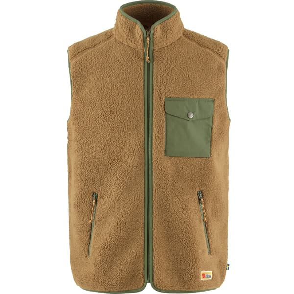 Veste polaire randonnée FJALLRAVEN VARDAG PILE FLEECE VEST M BUCKWHEAT BROWN LAUREL GREEN