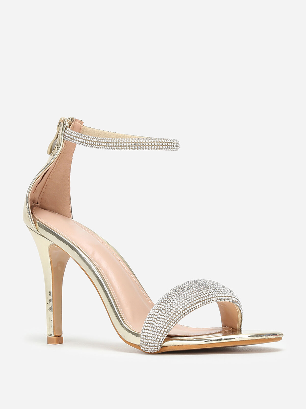 Sandales à brides arrondies en strass- Doré