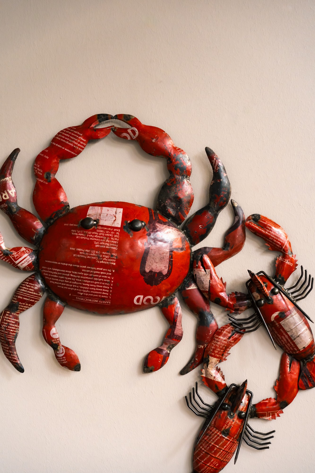 Wanddeko 'Hummer' M, rot, H 43 cm, B 30 cm, L 7 cm von fischer's lagerhaus