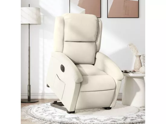 Fauteuil inclinable électrique crème velours