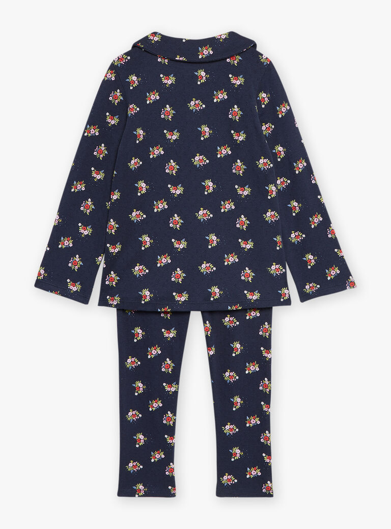 Pyjama bleu marine à imprimé fleuri