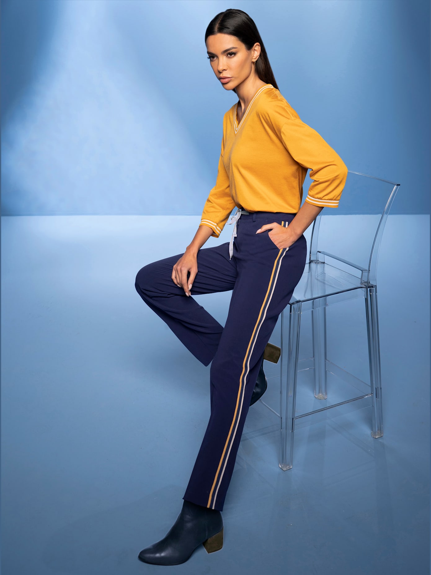 Pantalon de jogging empiècements rayés affinants