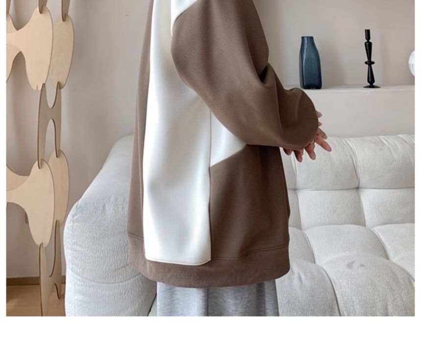 Savenne - Sweatshirt met ronde hals en twee kleuren
