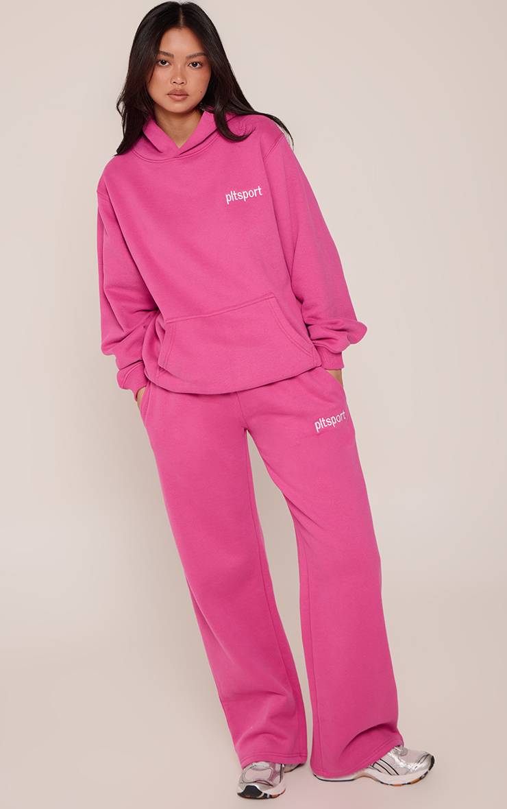 Rose Vif Pantalon De Jogging Droit En Molleton De Coton PLT Sport