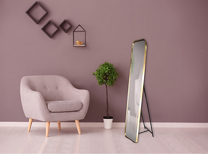 Miroir fin sur pied doré L.150 x l.30 cm Emde