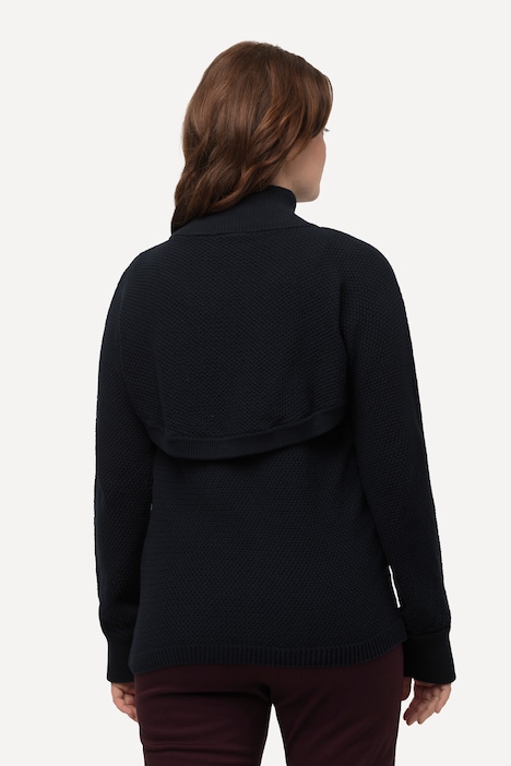 2-in-1-Pullover, Rippstrick, V-Ausschnitt, Biobaumwolle
