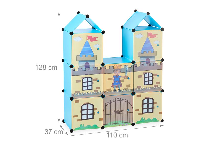 relaxdays Steckregal Kinderzimmer als Ritterburg Bunter Steckschrank fürs Kinderzimmer
