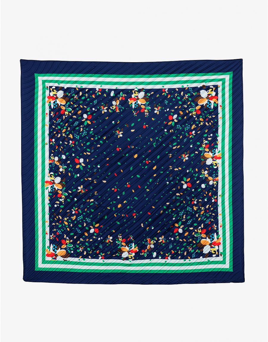 Foulard carré plissé bleu