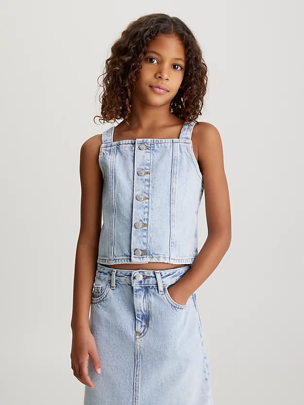 Top jeans sem mangas