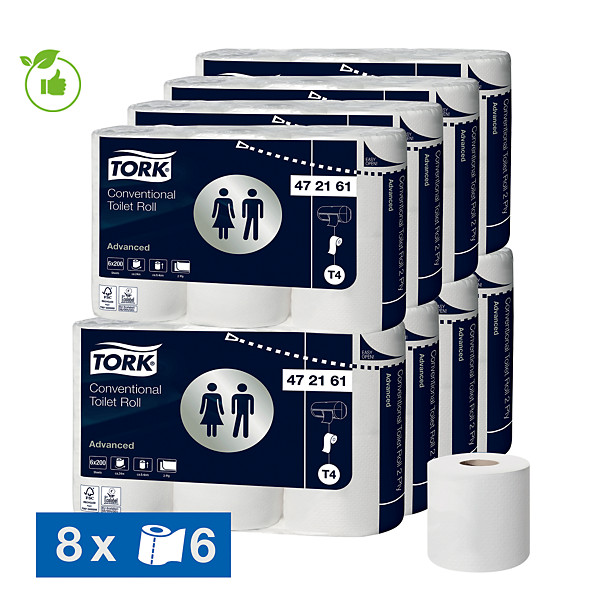 Papier toilette Tork Advanced T4 2 épaisseurs, lot de 48 rouleaux