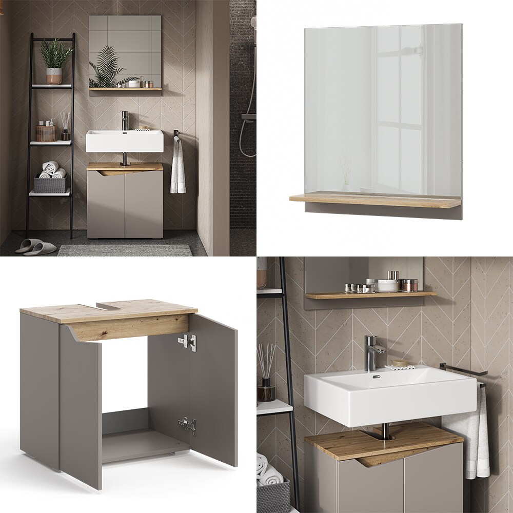 Vicco Badmöbel-Set Marelle Greige Eiche 2 Teile