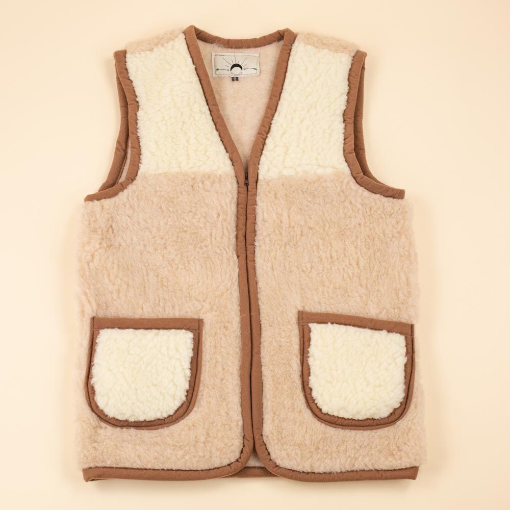 Moonrise dames wollen bodywarmer Chandra bruin met rits