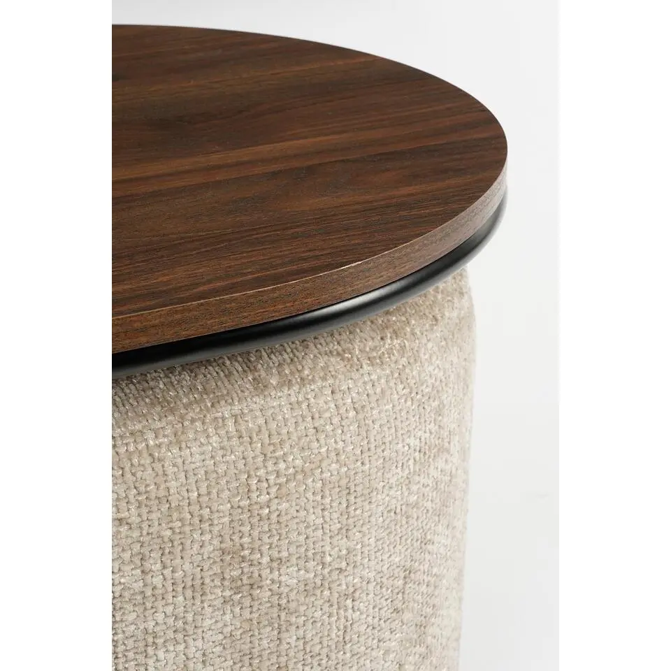 Mica Decorations Salontafel met Poefs - L79 x B45 x H41 cm - Grijs