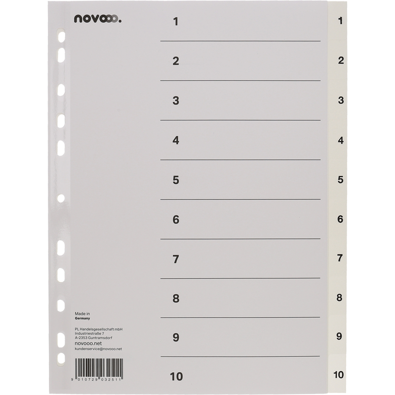 novooo Register, weiss, A4, 1-10