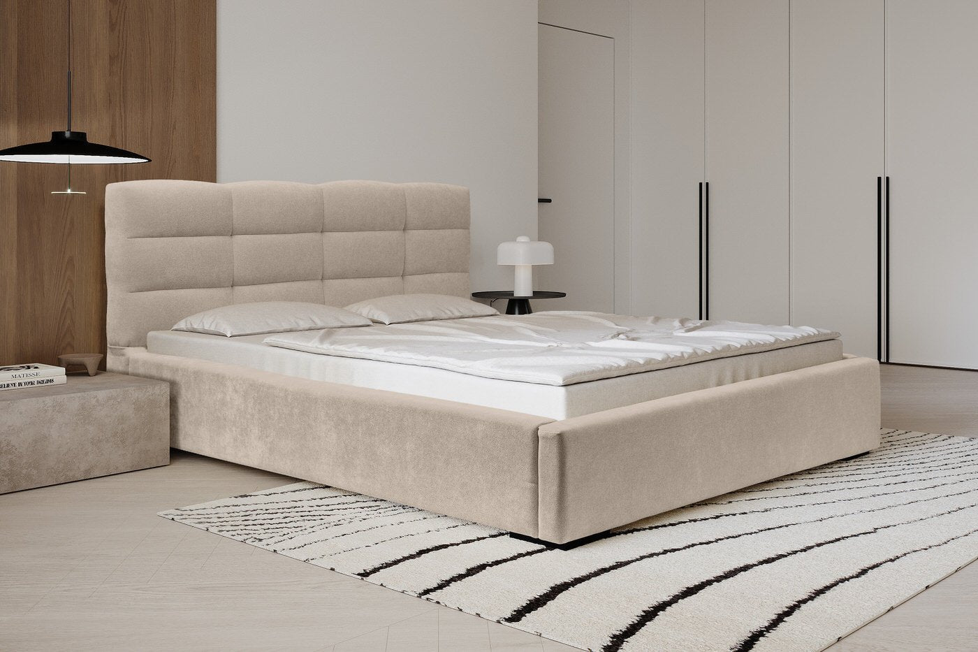 Trae Mobler Faro 140 x 200 cm Gestoffeerd Bed Beige
