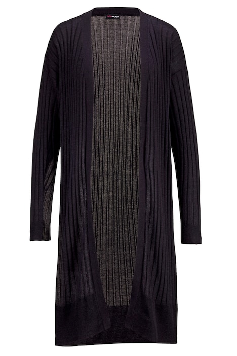 Long-Strickjacke, offene Form, Langarm