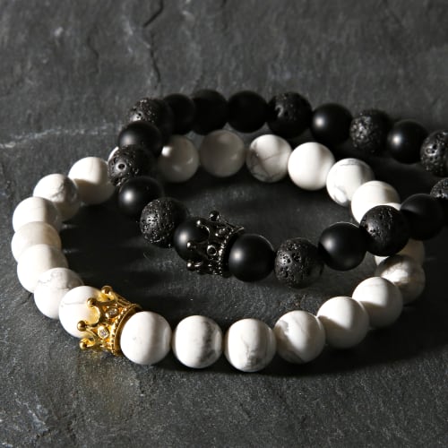 Lot De 2 Bracelets B920 Noir Blanc