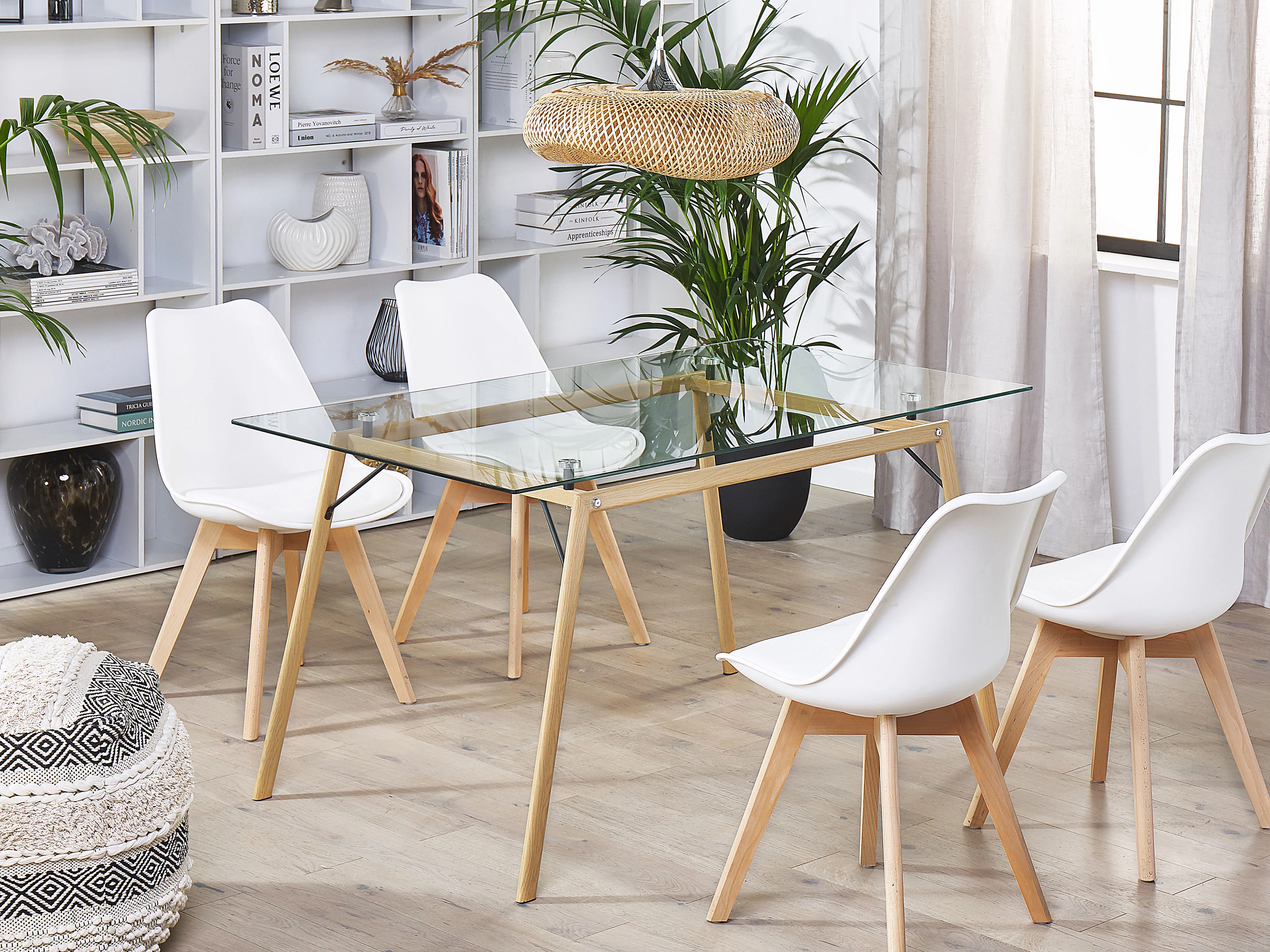 Eettafel KAMINA Lichtbruin 80 cm Veiligheidsglas 140 cm