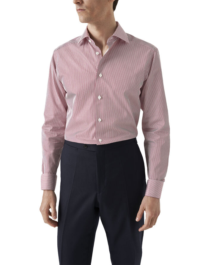 ETON Slim Fit Red Striped Elevatedtwill Shirt Rød