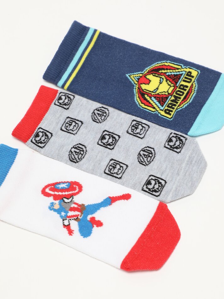 Pacote com 3 pares de meias estampadas do Homem de Ferro - Marvel - Cores Variadas