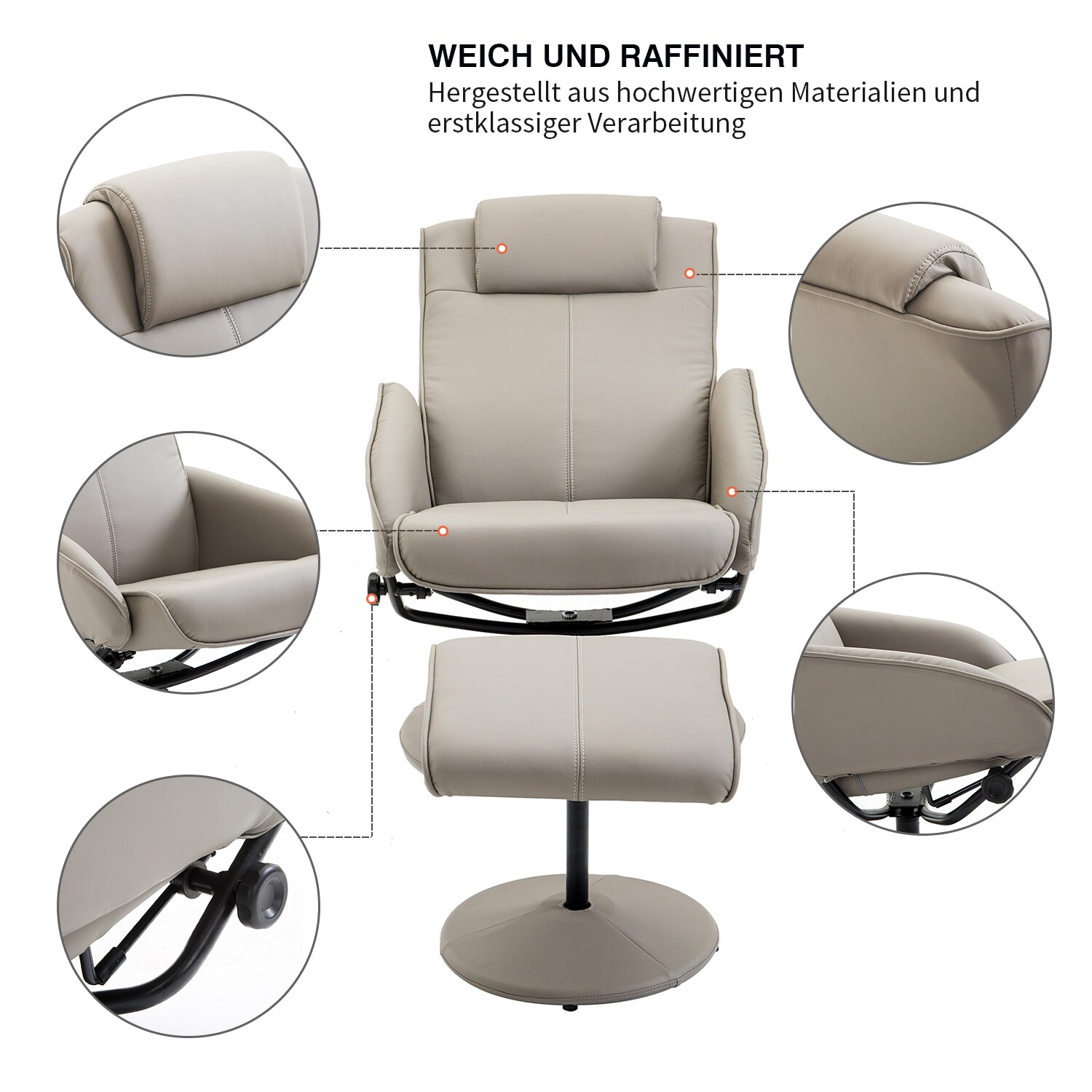 HOMCOM Relaxsessel mit Fußstütze grau