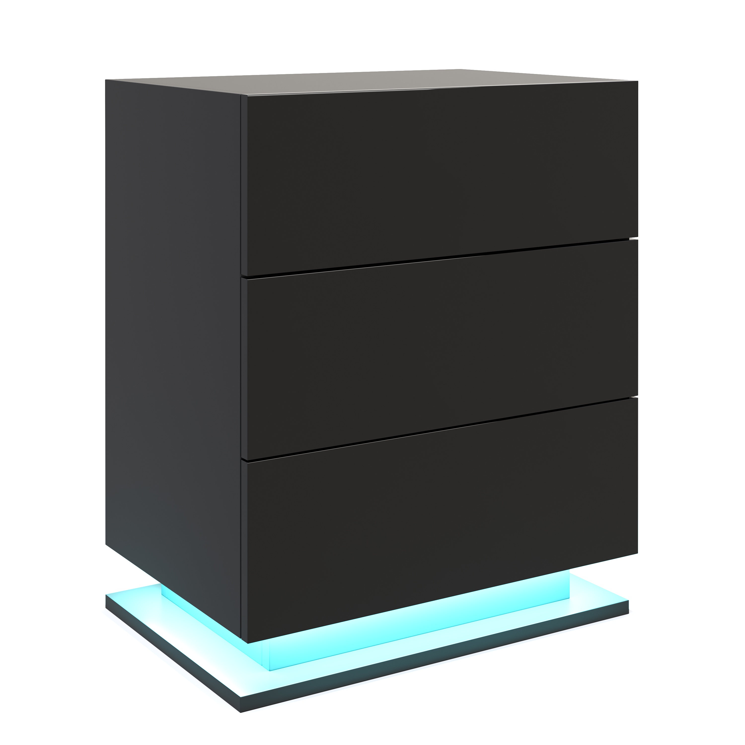 Nachttisch LED MINO 3 Schubladen schwarz
