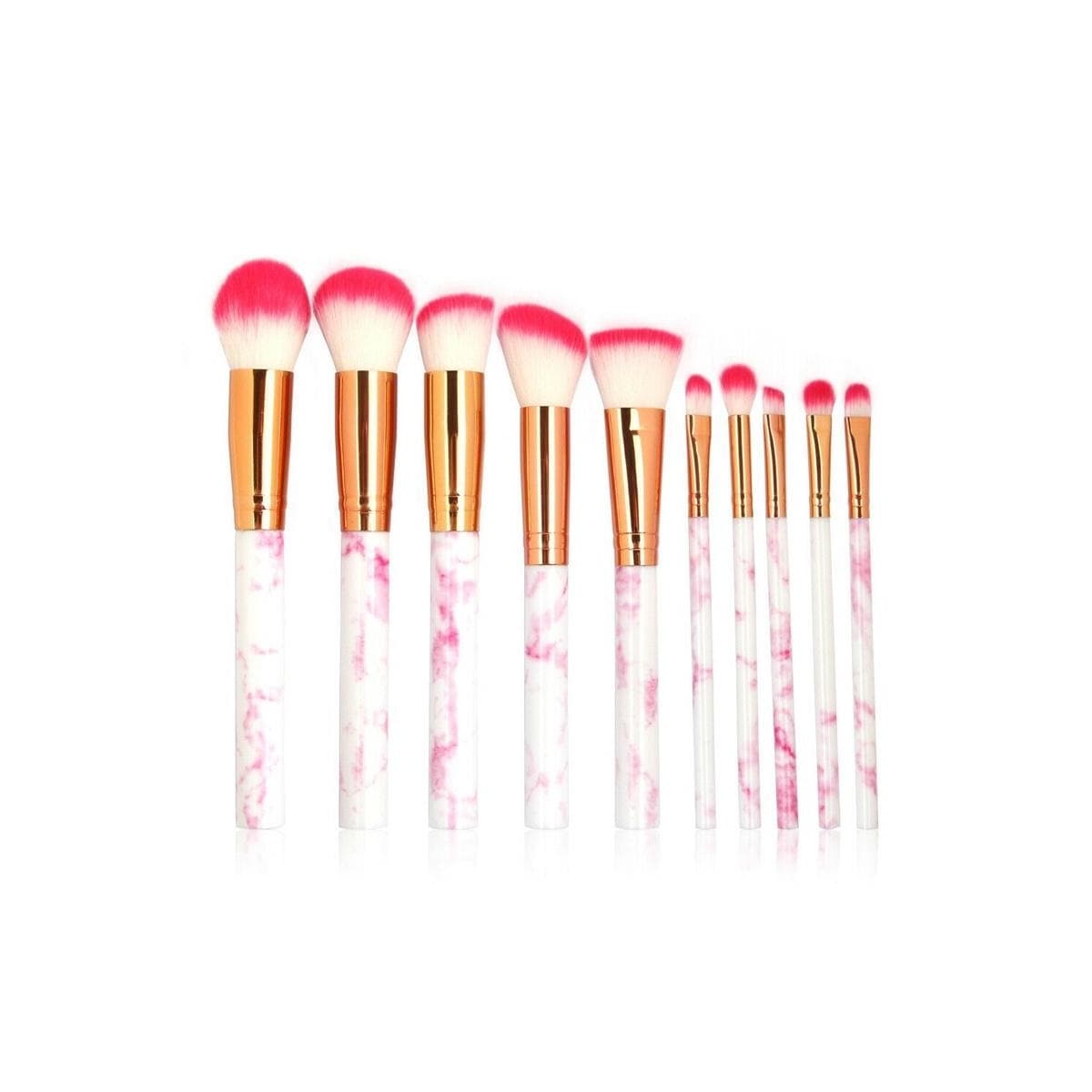 Profesjonelle skånsomme sminkekoster 10-Pack, Marmor Fuchsia
