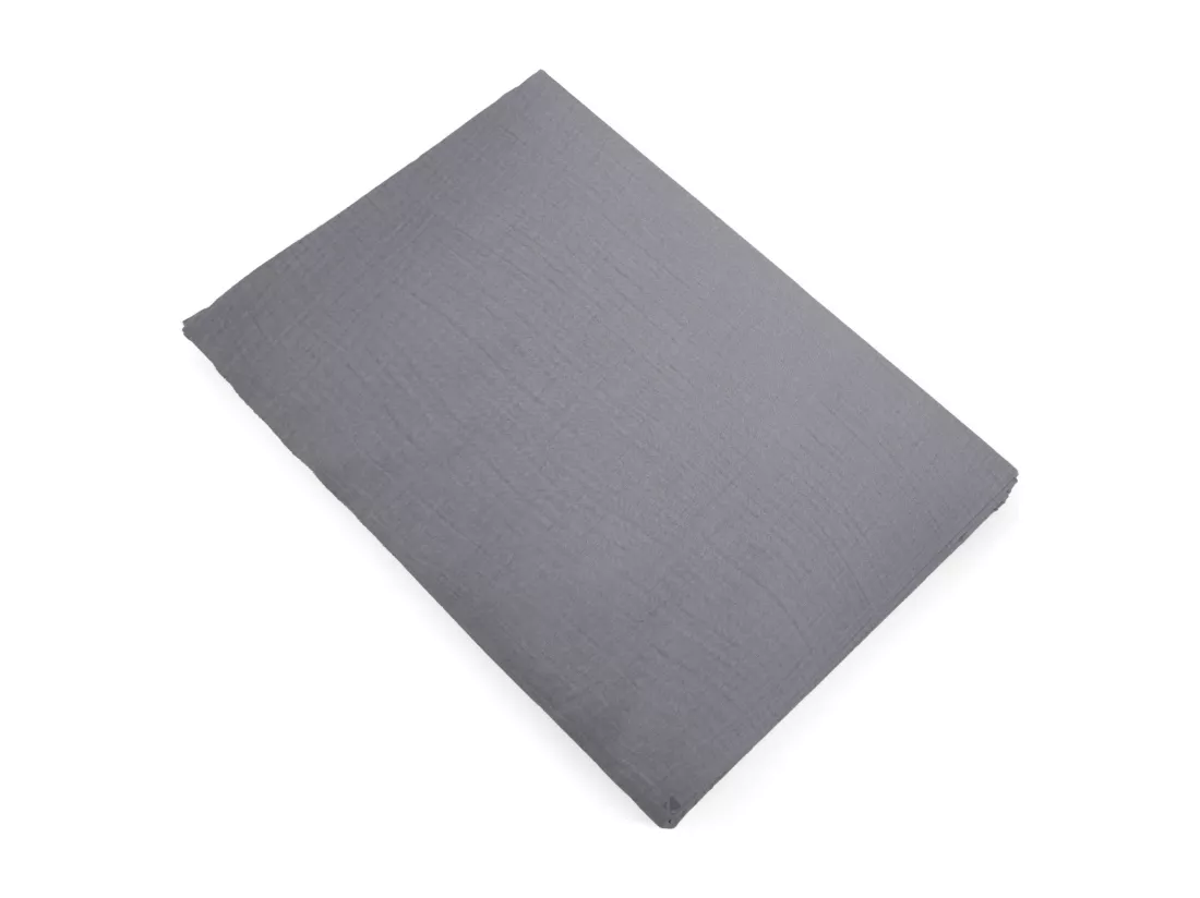 Drap plat 270x300 cm mousseline de coton collection MILOS gris cendre