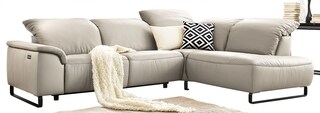 MONDO Ecksofa ATLA Lederbezug Beige ca. 291 x 220 cm