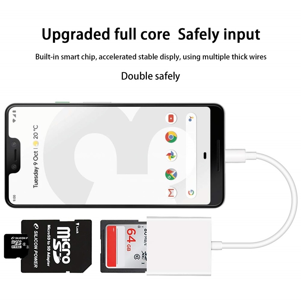 USB C auf SD / Micro SD Kartenlesegerät OTG Card Reader - Weiss