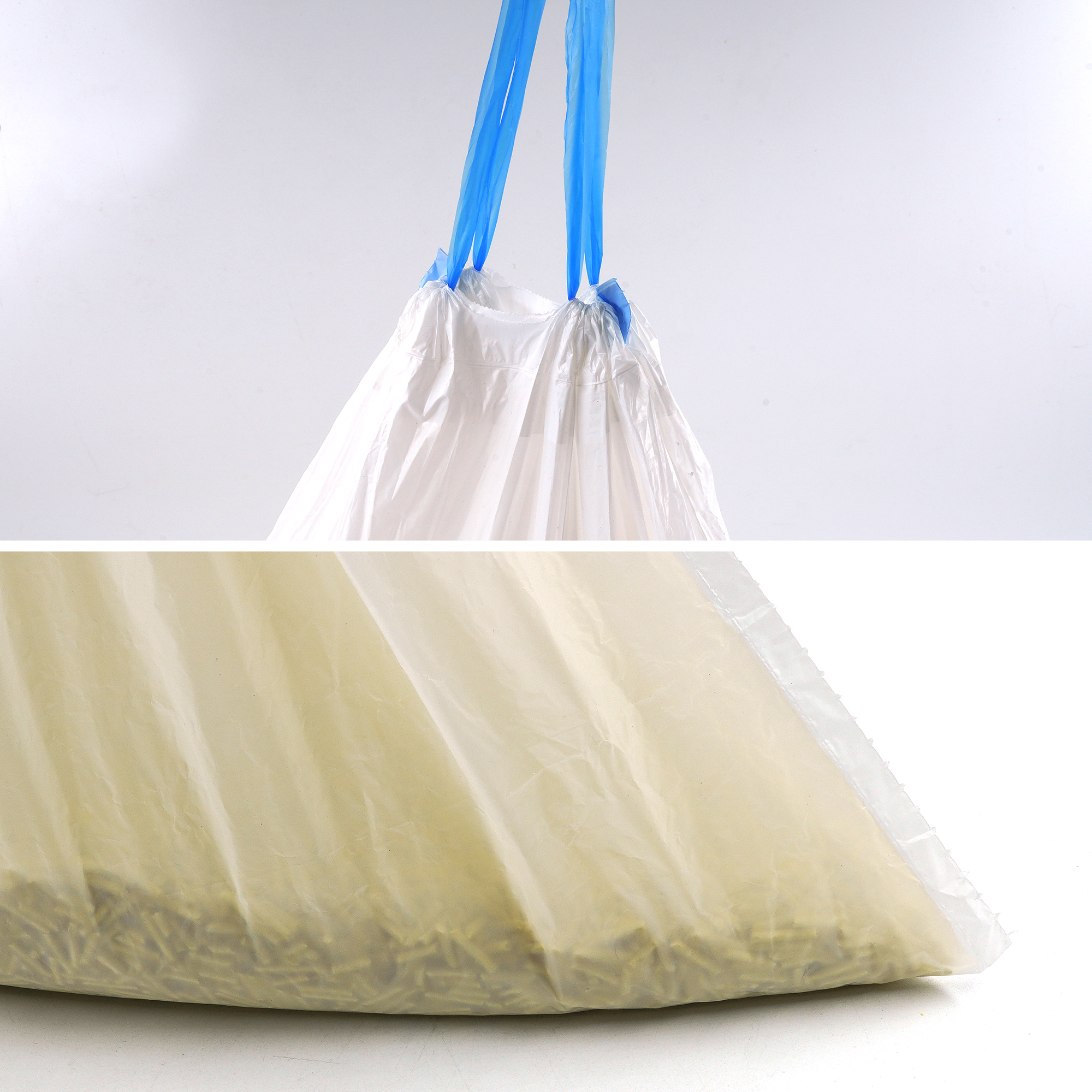 rolos de sacos autolimpantes para caixa de areia de gato com cordão, 15 unidades/rolo, 60*48cm