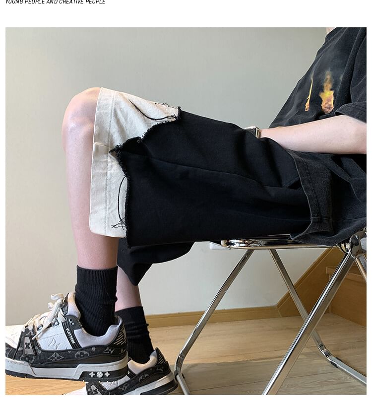 AXEN - Tweekleurige shorts met trekkoordtaille