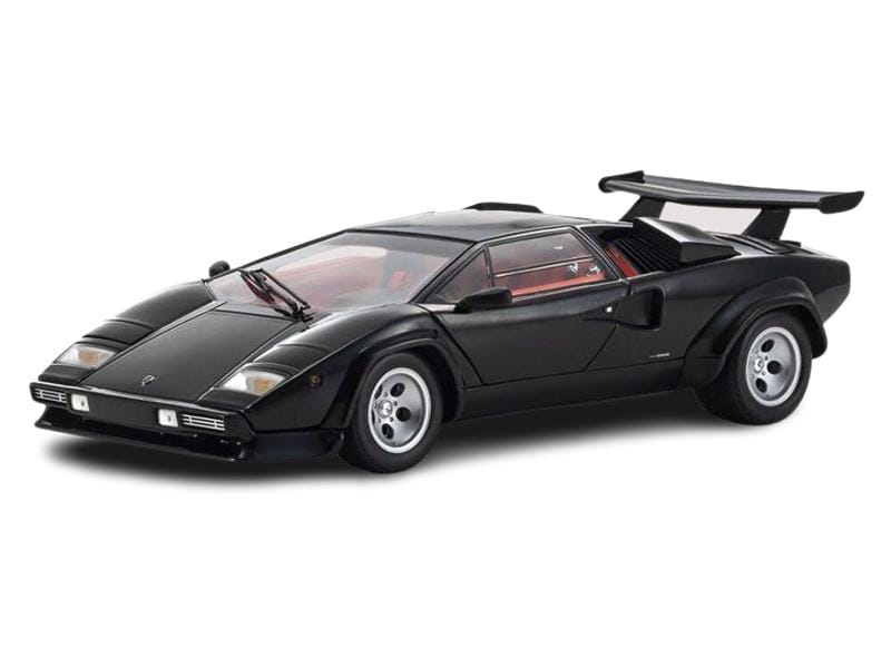 Kyosho Lamborghini Countach LP5000 Quattrovalvove Schwarz, Detailgetreues Modellauto für Sammler im Massstab 1:18