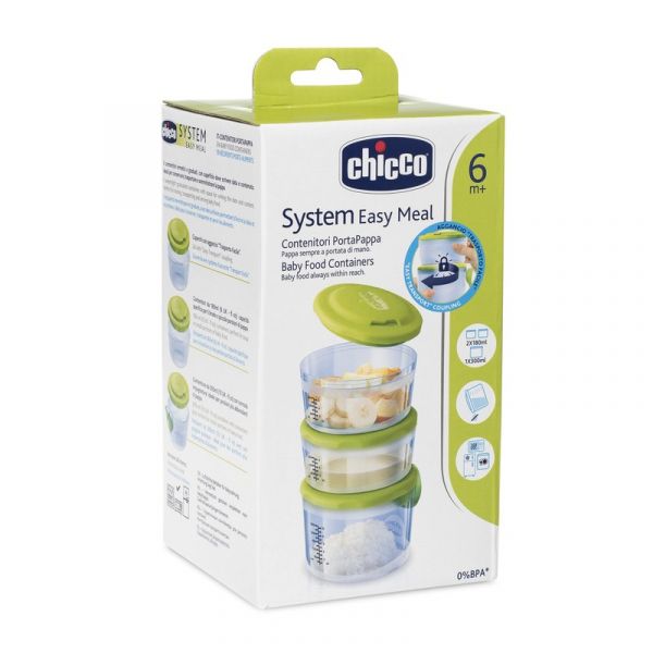 Chicco 3 Recipientes Porta-Papa (2x 180ml   300ml)