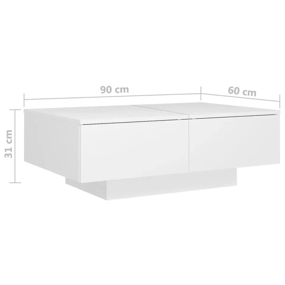 vidaXL - Salontafel - Wit - Bewerkt hout - 90 x 60 x 31 cm