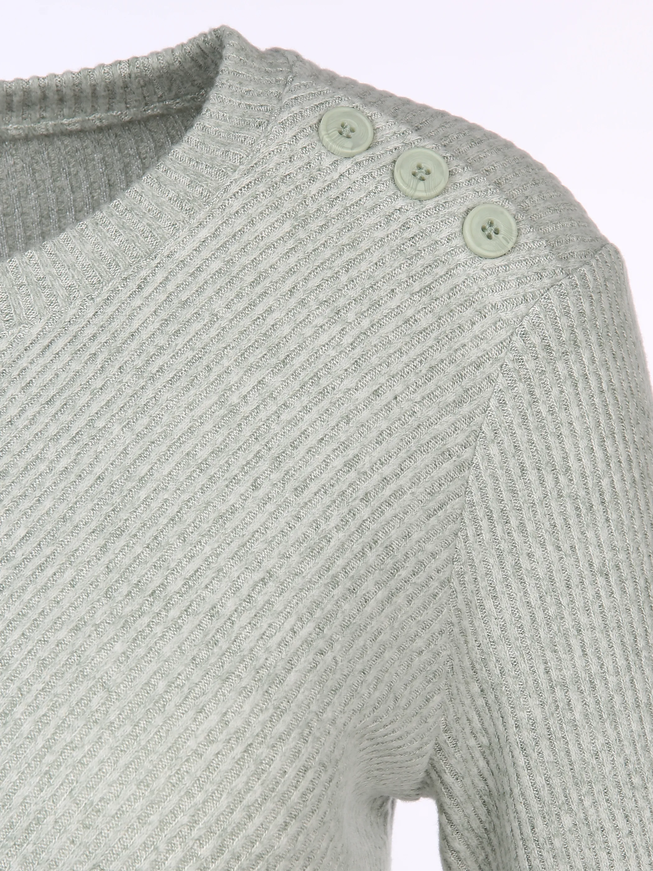Damen Strickshirt mit Knöpfen auf der Schulter