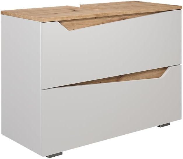 Vicco Waschbeckenunterschrank Marelle, Weiß/Artisan, 80 x 57.5 cm mit 2 Schubladen