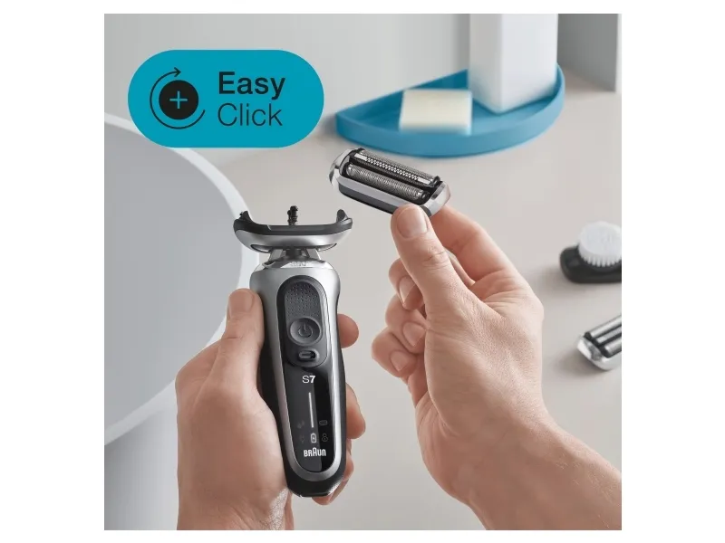 Braun Series 7 71-S1000s, Folie shaver, Sølv, AutoSense, 360° Adaptive system, Knapper, LED, Batteri