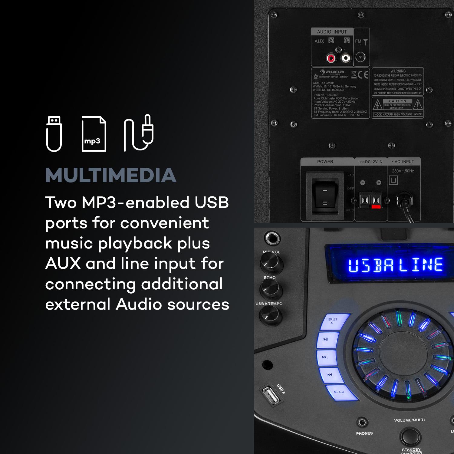 Clubmaster 8000 Party-Audiosystem, 120 W max., 2 x 10