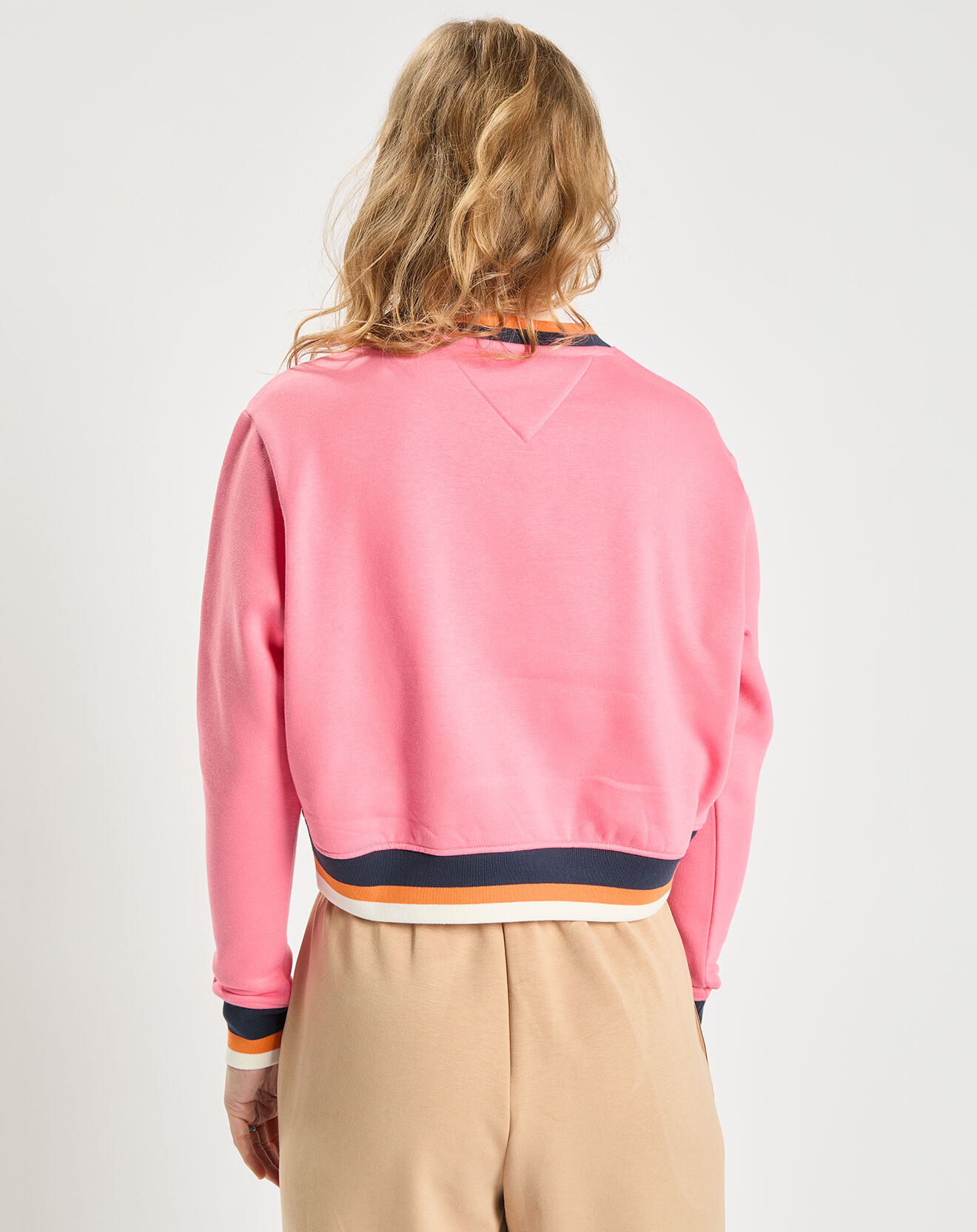 Tommy Jeans Sweat Crop Tipping Crew rose