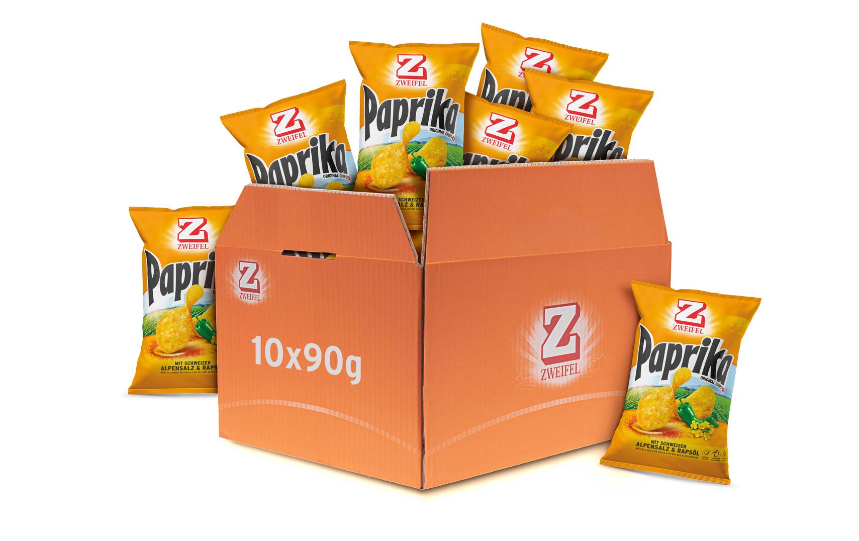 Chips Original Paprika 10 x 90 gKartoffel Chips mit rauchig-würzigem Geschmack