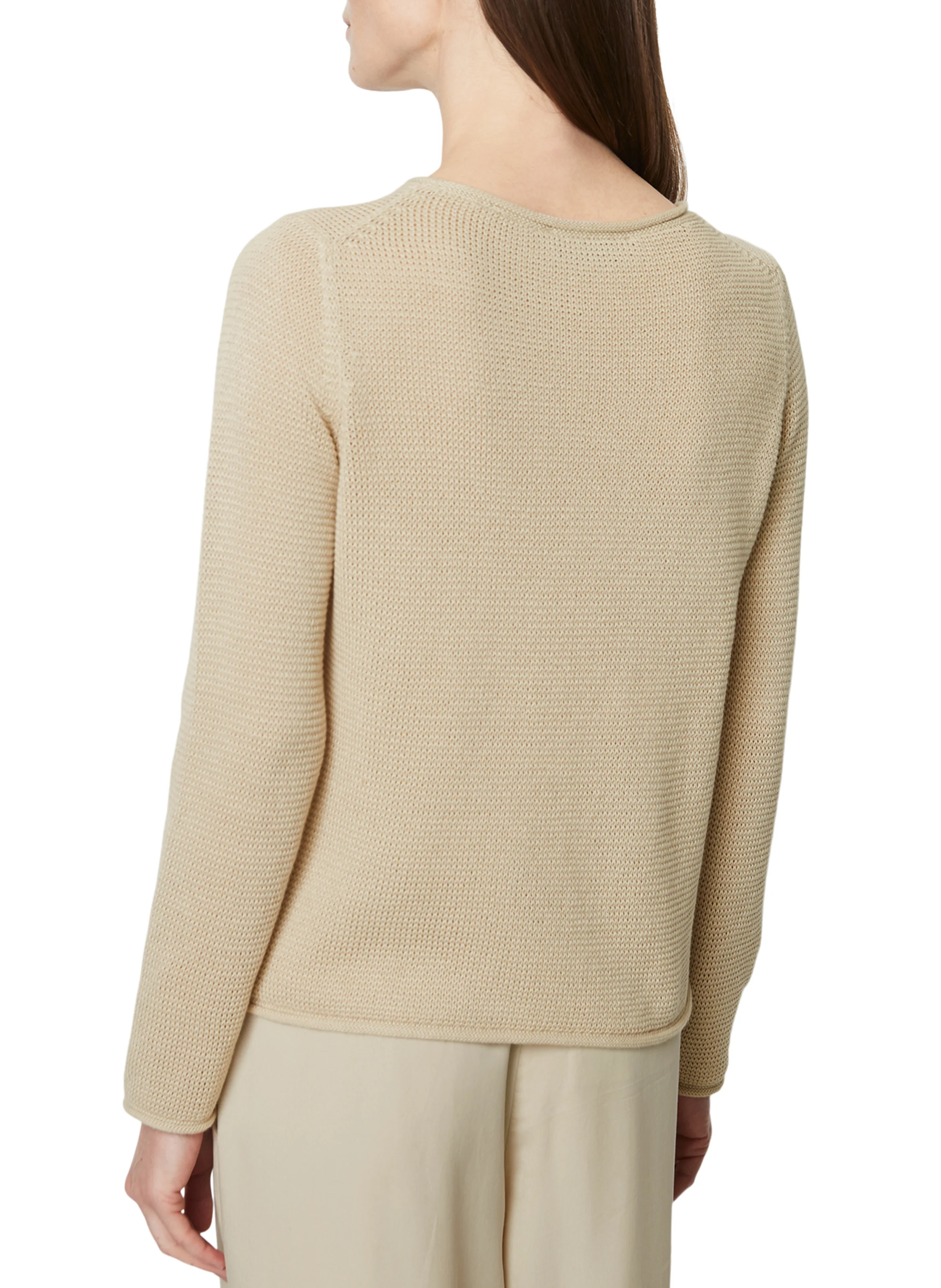 Pull col rond en coton bio | Beige