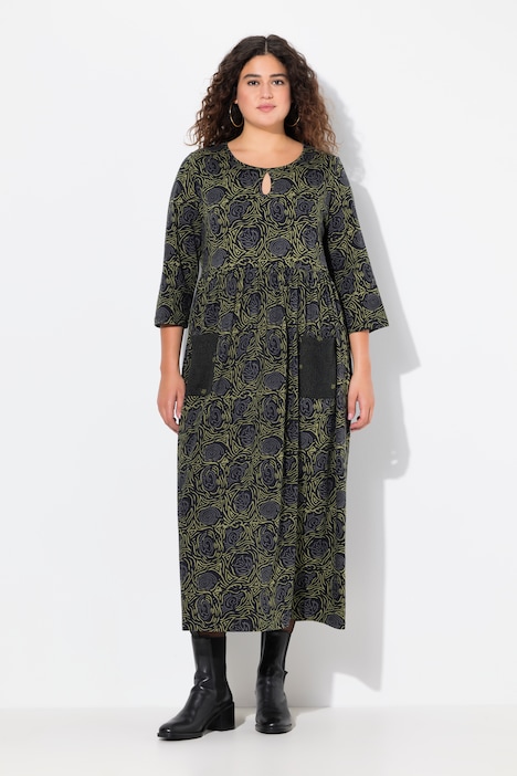 Jerseykleid, A-Linie, Blumendruck